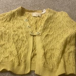Anthropologie Guinevere yellow cropped cotton sweater XS